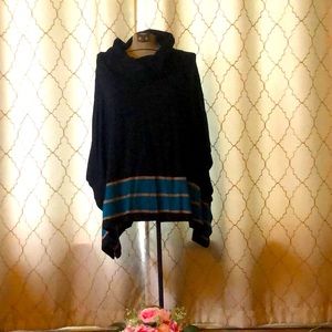Cowl neck pullover knit shawl